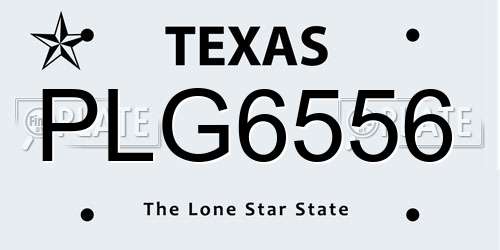PLG6556 Texas License Plate
