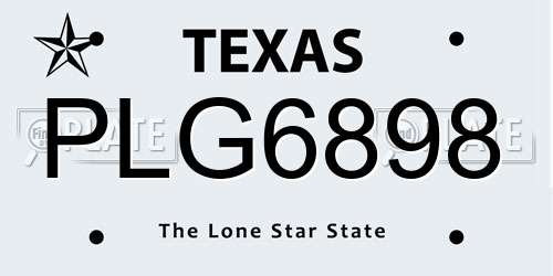 PLG6898 Texas License Plate
