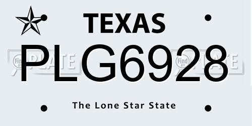 PLG6928 Texas License Plate