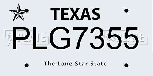 PLG7355 Texas License Plate