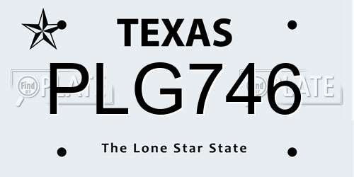 PLG746 Texas License Plate