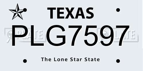 PLG7597 Texas License Plate