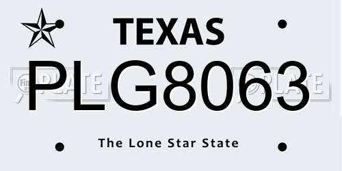 PLG8063 Texas License Plate
