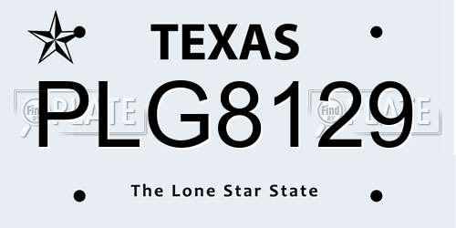PLG8129 Texas License Plate