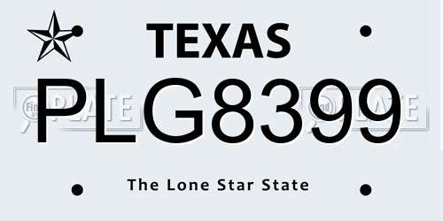 PLG8399 Texas License Plate