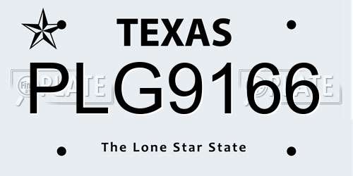 PLG9166 Texas License Plate