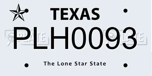 PLH0093 Texas License Plate