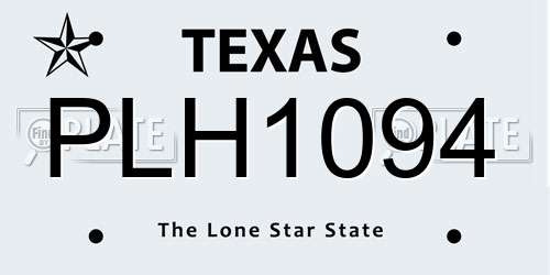 PLH1094 Texas License Plate