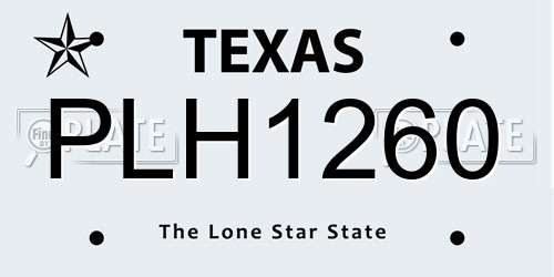 PLH1260 Texas License Plate