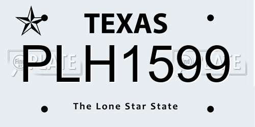 PLH1599 Texas License Plate