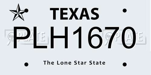 PLH1670 Texas License Plate