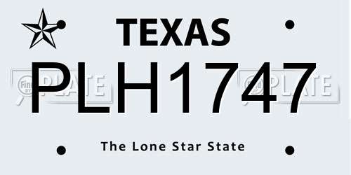 PLH1747 Texas License Plate