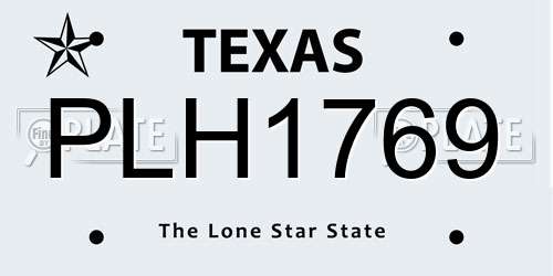PLH1769 Texas License Plate