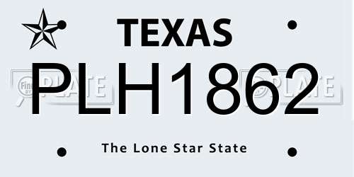 PLH1862 Texas License Plate