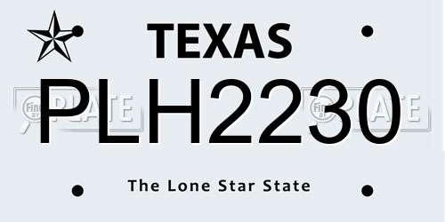 PLH2230 Texas License Plate