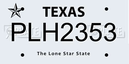PLH2353 Texas License Plate