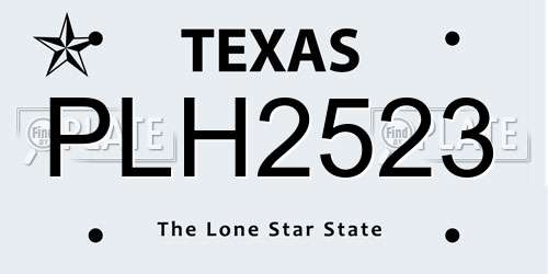 PLH2523 Texas License Plate
