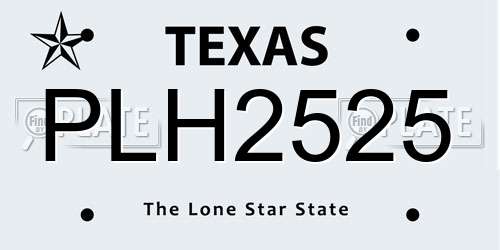 PLH2525 Texas License Plate