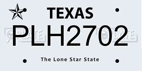 PLH2702 Texas License Plate