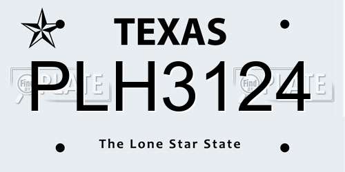 PLH3124 Texas License Plate