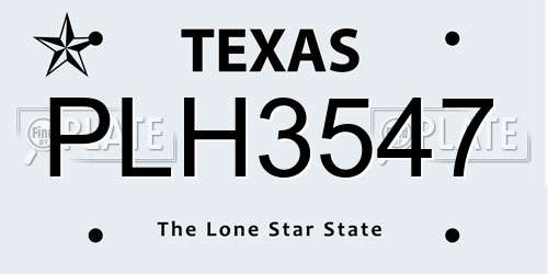 PLH3547 Texas License Plate