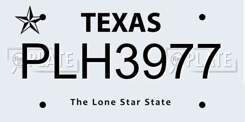 PLH3977 Texas License Plate