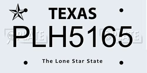 PLH5165 Texas License Plate