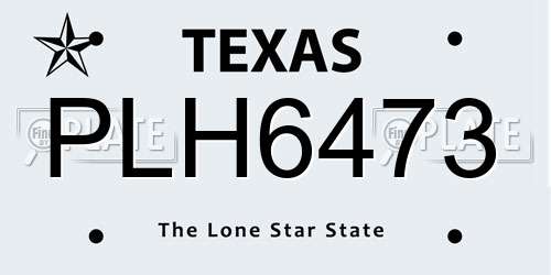 PLH6473 Texas License Plate