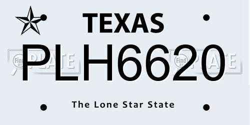 PLH6620 Texas License Plate
