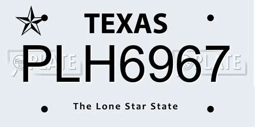 PLH6967 Texas License Plate