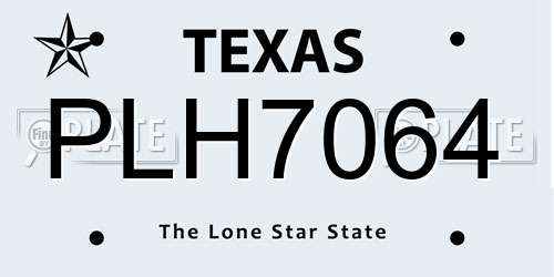 PLH7064 Texas License Plate