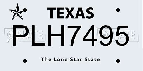 PLH7495 Texas License Plate