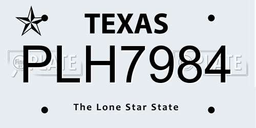 PLH7984 Texas License Plate