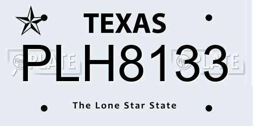 PLH8133 Texas License Plate