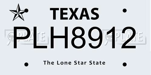 PLH8912 Texas License Plate