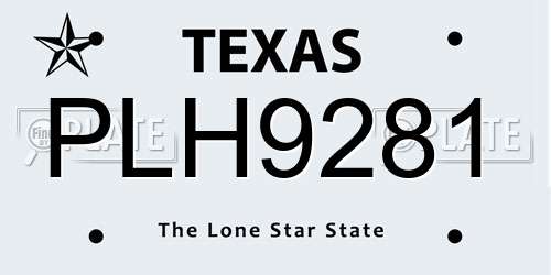 PLH9281 Texas License Plate