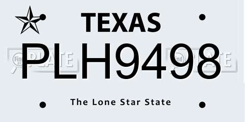 PLH9498 Texas License Plate