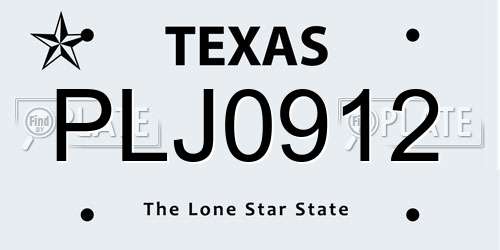 PLJ0912 Texas License Plate