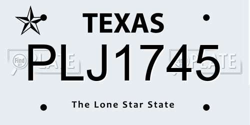 PLJ1745 Texas License Plate