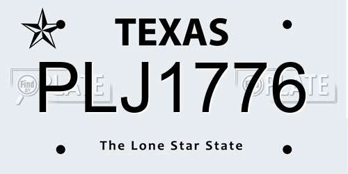 PLJ1776 Texas License Plate