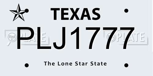 PLJ1777 Texas License Plate