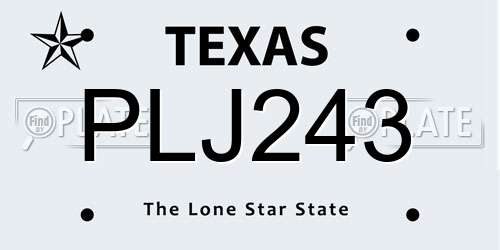 PLJ243 Texas License Plate