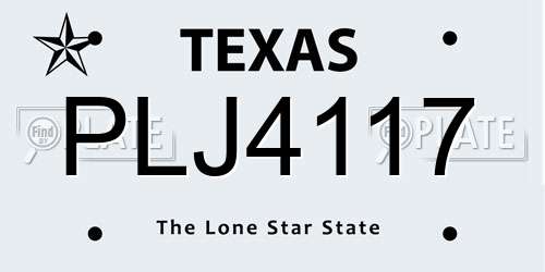 PLJ4117 Texas License Plate
