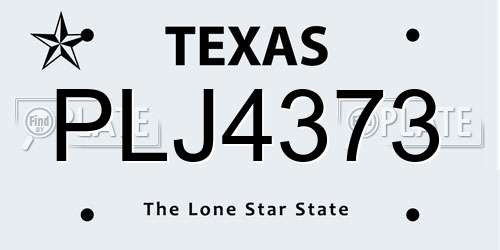 PLJ4373 Texas License Plate
