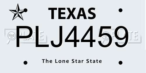 PLJ4459 Texas License Plate