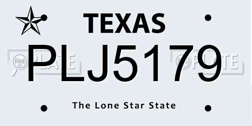 PLJ5179 Texas License Plate