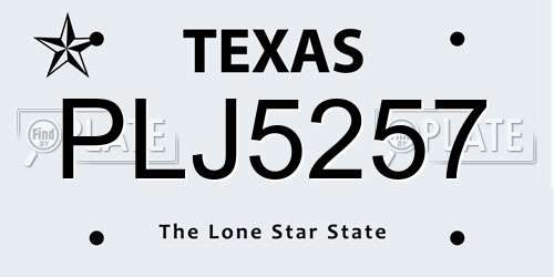 PLJ5257 Texas License Plate