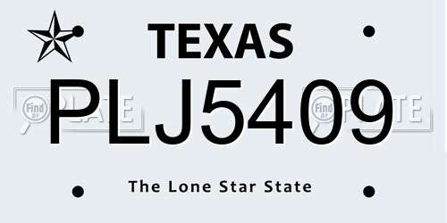 PLJ5409 Texas License Plate