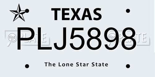 PLJ5898 Texas License Plate