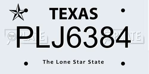 PLJ6384 Texas License Plate